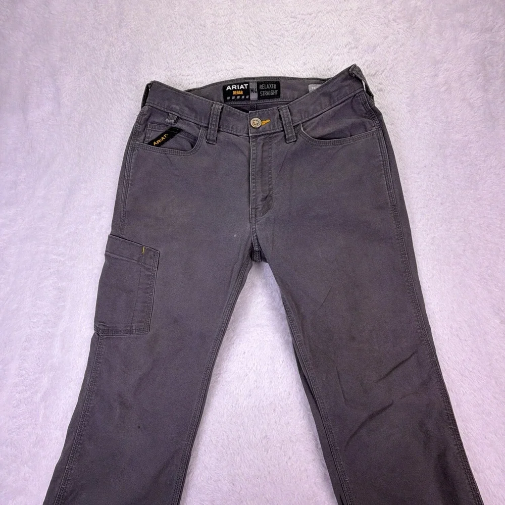Ariat Rebar M4 Mens 28x30 Bootcut Work Pants Gray (Fits 28x29) - Picture 2 of 5